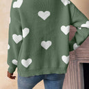 Essnce cardigan informal holgado monobotonadura de manga larga con caida en los hombros y estampado de corazon para mujer, otono/invierno