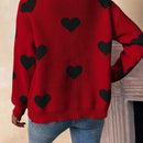 Essnce cardigan informal holgado monobotonadura de manga larga con caida en los hombros y estampado de corazon para mujer, otono/invierno