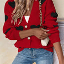 Essnce sueter de cardigan grueso y calido con patron de corazones verdes y blancos para mujer