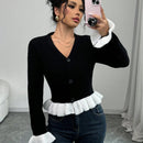 Prive blusa casual de manga larga con botones de un solo color, versatil para uso diario
