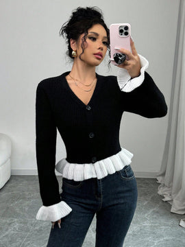Prive blusa casual de manga larga con botones de un solo color, versatil para uso diario