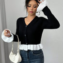 Prive blusa casual de manga larga con botones de un solo color, versatil para uso diario