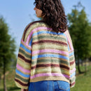 Skyraze cardigan de punto con rayas y contraste de colores en tonos tierra