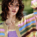 Skyraze cardigan de punto con rayas y contraste de colores en tonos tierra