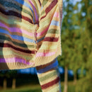 Skyraze cardigan de punto con rayas y contraste de colores en tonos tierra