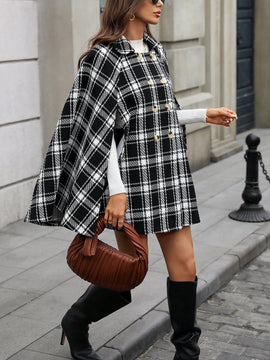 Clasi abrigo suelto con doble botonadura de moda para mujer en otono