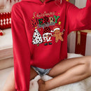 Ezwear sudadera con capucha roja de ajuste holgado y talla grande gruesa de felpa, con estampado minimalista casual de hombre de jengibre y arbol de navidad "feliz navidad", adecuada para atuendo navideno de otono/invierno
