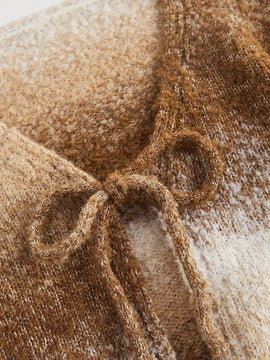 Mod cardigan informal con mangas acampanadas en degradado y detalle de lazo, para otono