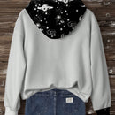 Lune sudadera con capucha de estampado floral vintage todo sobre en estilo minimalista casual, adecuada para otono/invierno