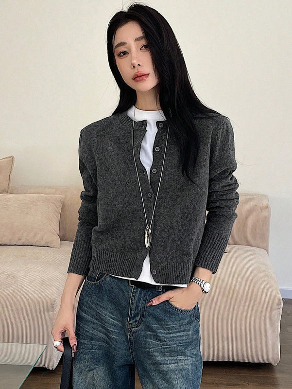 Dazy blusa casual de mujer de manga larga con botones al frente, nueva para el otono, para uso diario