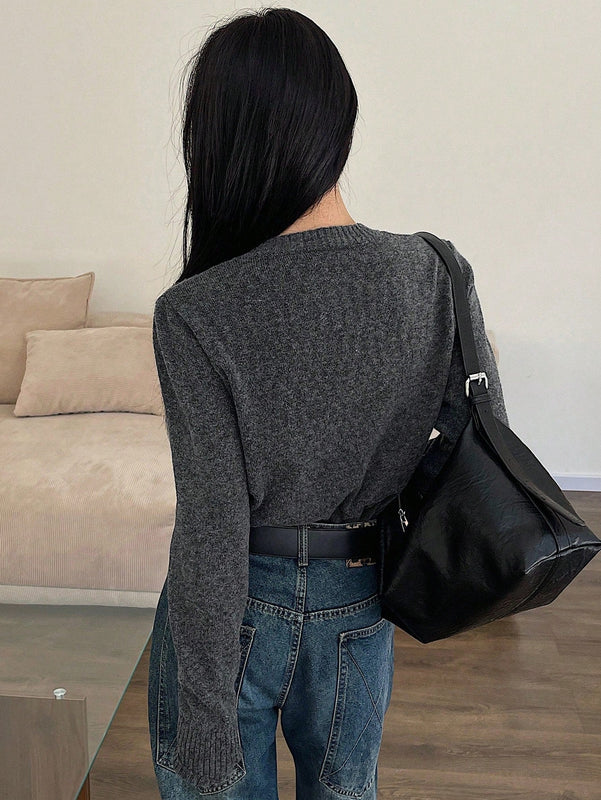Dazy blusa casual de mujer de manga larga con botones al frente, nueva para el otono, para uso diario