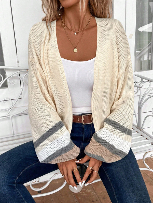 Emery rose cardigan de mujer de bloques de color con rayas, moda minimalista para uso casual diario