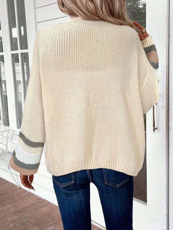 Emery rose cardigan de mujer de bloques de color con rayas, moda minimalista para uso casual diario