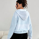 Moosta sudadera de forro polar con parche de tela aterciopelada y borde deshilachado