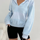 Moosta sudadera de forro polar con parche de tela aterciopelada y borde deshilachado