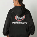 Coolane sudadera casual con capucha negra minimalista con estampado de letras para mujer