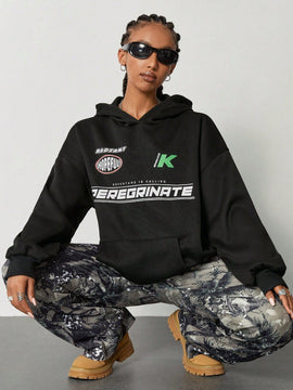Coolane sudadera con capucha estilo deportivo de mujer con graficos impresos con numeros para otono
