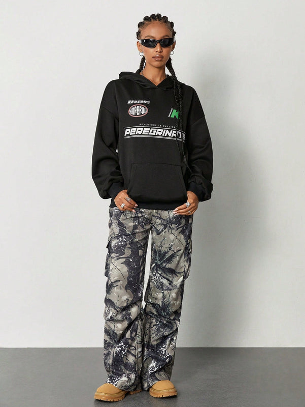 Coolane sudadera con capucha estilo deportivo de mujer con graficos impresos con numeros para otono