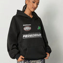Coolane sudadera casual con capucha negra minimalista con estampado de letras para mujer