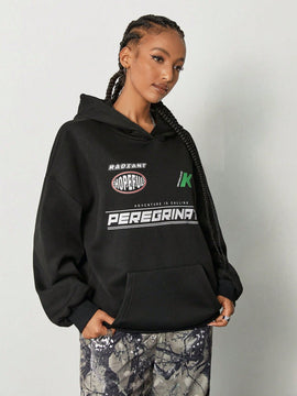 Coolane sudadera con capucha estilo deportivo de mujer con graficos impresos con numeros para otono