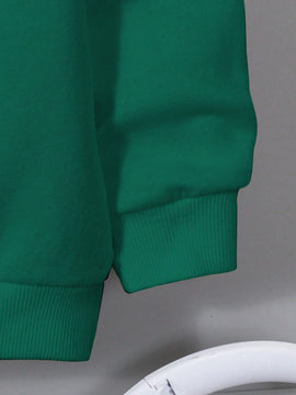 Ezwear sudadera con capucha de ajuste holgado y gruesa con estampado minimalista "feliz ano nuevo" de color rojo casual para mujer