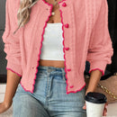 Franclia cardigan casual corto de punto con botones con forma de corazon para mujer, para otono/invierno