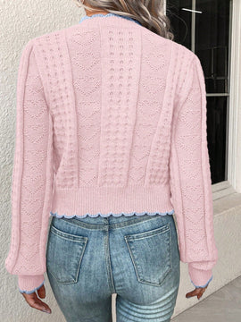 Franclia cardigan casual corto de punto con botones con forma de corazon para mujer, para otono/invierno