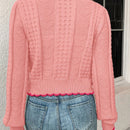 Franclia cardigan casual corto de punto con botones con forma de corazon para mujer, para otono/invierno
