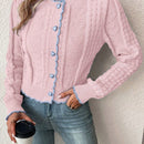 Franclia cardigan casual corto de punto con botones con forma de corazon para mujer, para otono/invierno