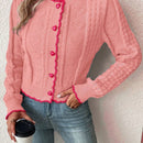 Franclia cardigan casual corto de punto con botones con forma de corazon para mujer, para otono/invierno