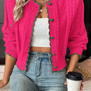 Franclia cardigan casual corto de punto con botones con forma de corazon para mujer, para otono/invierno