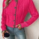 Franclia cardigan casual corto de punto con botones con forma de corazon para mujer, para otono/invierno