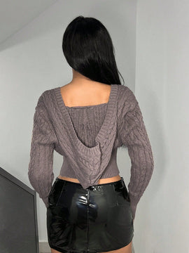 Hypezone sudadera con capucha con cremallera y escote en v para mujer, estilo casual deportivo, color gris, para otono/invierno