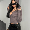 Hypezone sudadera con capucha con cremallera y escote en v para mujer, estilo casual deportivo, color gris, para otono/invierno