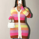 Bamgleam cardigan con rayas de colores, de cuello en v, informal y elegante para uso diario