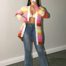 Bamgleam cardigan con rayas de colores, de cuello en v, informal y elegante para uso diario