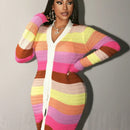 Bamgleam cardigan con rayas de colores, de cuello en v, informal y elegante para uso diario