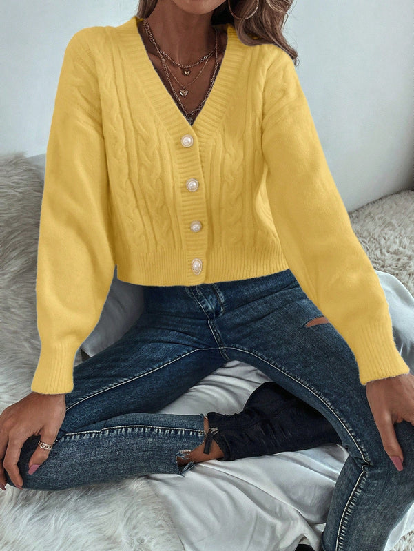 Prive cardigan informal de mujer de ajuste holgado, con hombros caidos, manga larga y de una sola hilera de botones, para otono/invierno