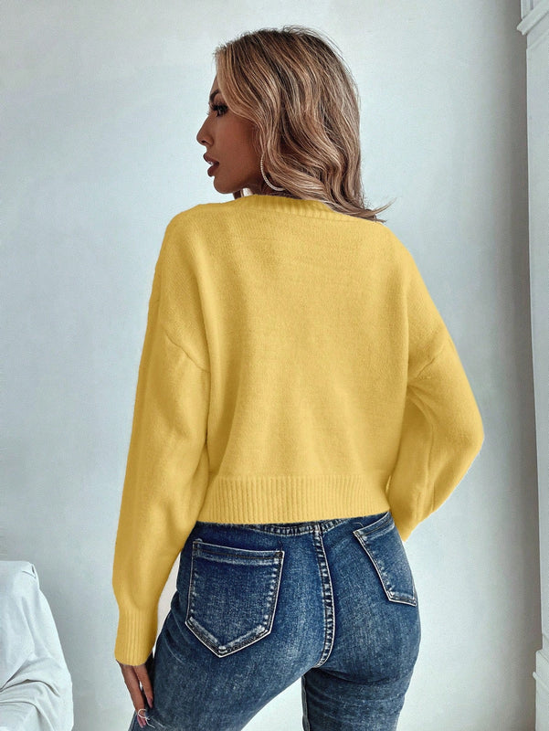 Prive cardigan informal de mujer de ajuste holgado, con hombros caidos, manga larga y de una sola hilera de botones, para otono/invierno