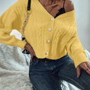 Prive cardigan informal de mujer de ajuste holgado, con hombros caidos, manga larga y de una sola hilera de botones, para otono/invierno