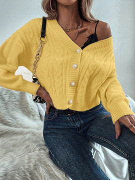 Prive cardigan informal de mujer de ajuste holgado, con hombros caidos, manga larga y de una sola hilera de botones, para otono/invierno