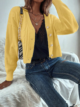Prive cardigan informal de mujer de ajuste holgado, con hombros caidos, manga larga y de una sola hilera de botones, para otono/invierno