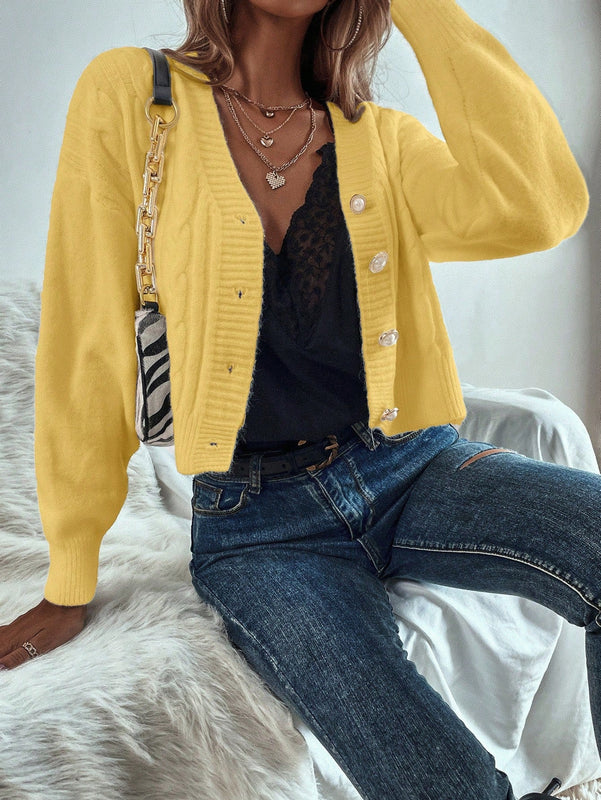 Prive cardigan informal de mujer de ajuste holgado, con hombros caidos, manga larga y de una sola hilera de botones, para otono/invierno