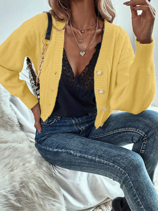 Prive cardigan informal de mujer de ajuste holgado, con hombros caidos, manga larga y de una sola hilera de botones, para otono/invierno