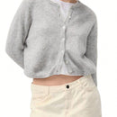 Chaqueta de punto de mujer de unicolor, con cuello en v, manga larga, abotonada, informal, suave, para el otono