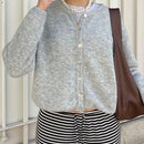 Chaqueta de punto de mujer de unicolor, con cuello en v, manga larga, abotonada, informal, suave, para el otono