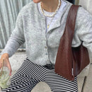 Chaqueta de punto de mujer de unicolor, con cuello en v, manga larga, abotonada, informal, suave, para el otono