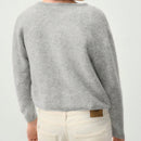 Chaqueta de punto de mujer de unicolor, con cuello en v, manga larga, abotonada, informal, suave, para el otono