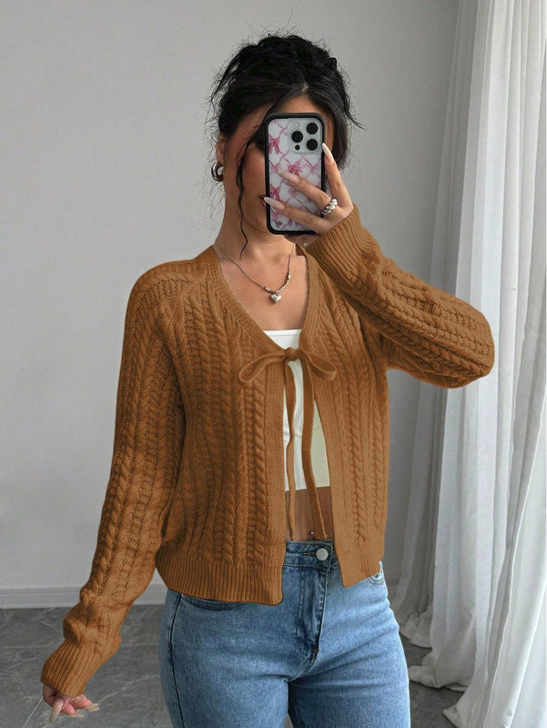 Essnce cardigan de mujer de manga larga con estampado floral 3d con lazo delantero, de estilo frances casual y versatil