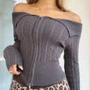 Ezwear chaqueta tipo cardigan de ajuste cenido con hombros descubiertos y cremallera